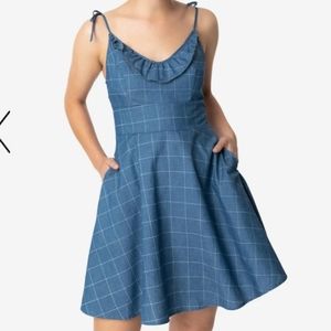 NWT denim blue and white fit/flare dress